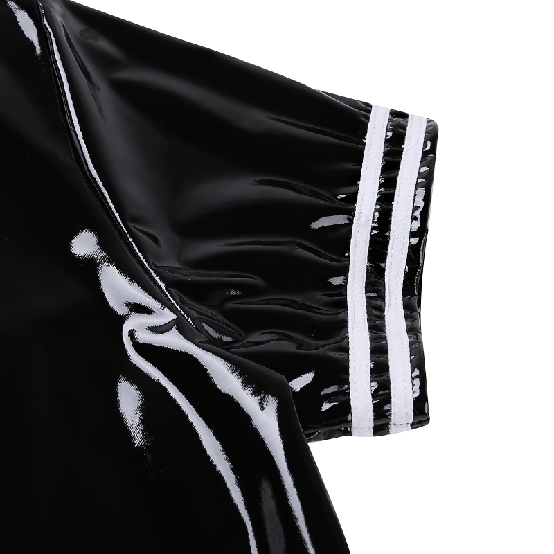 Men's Shiny Body Latex Zipper Clubwear / Sexy Open Crotch Wetlook Romper Bodysuit - EVE's SECRETS