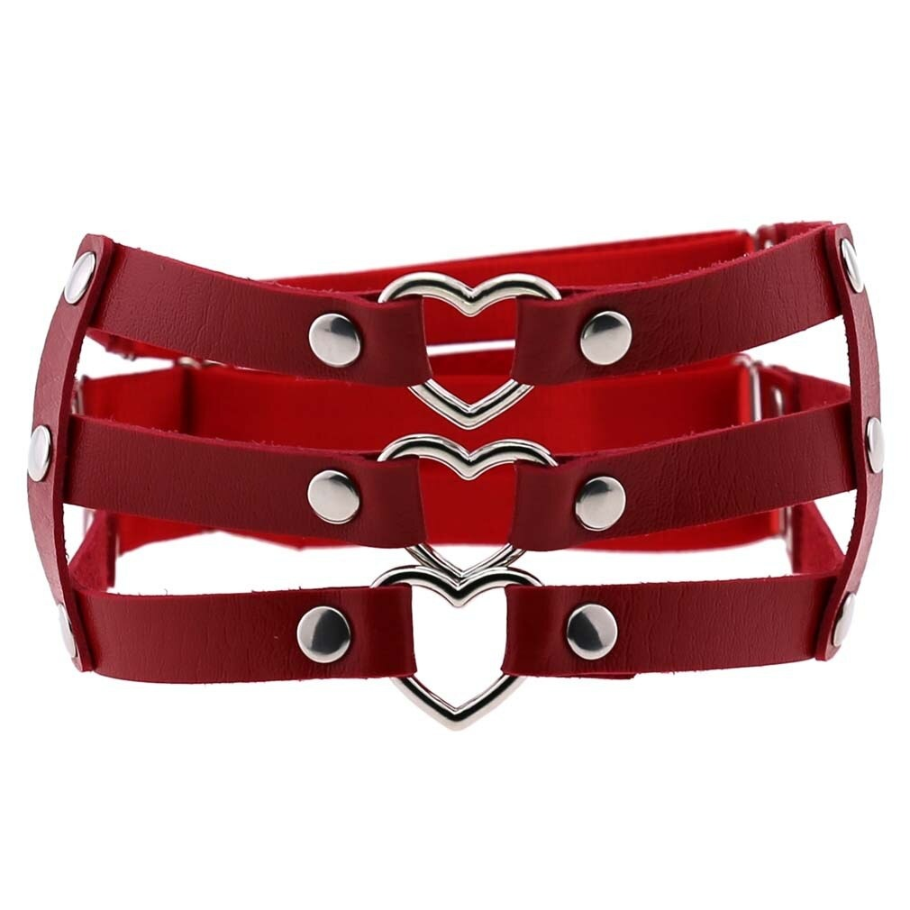 Intimate Elastic Leg Ring Harness with Metal Heart / Women's Synthetic Leather Harness - EVE's SECRETS