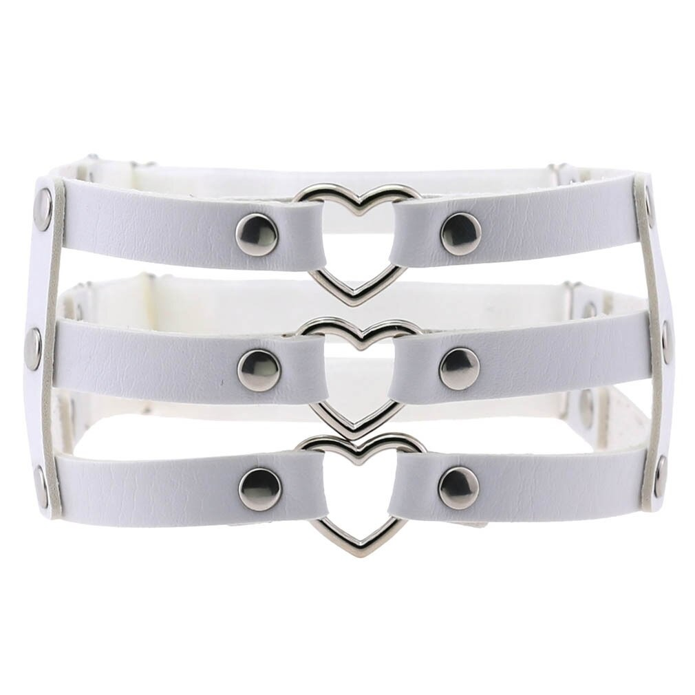 Intimate Elastic Leg Ring Harness with Metal Heart / Women's Synthetic Leather Harness - EVE's SECRETS