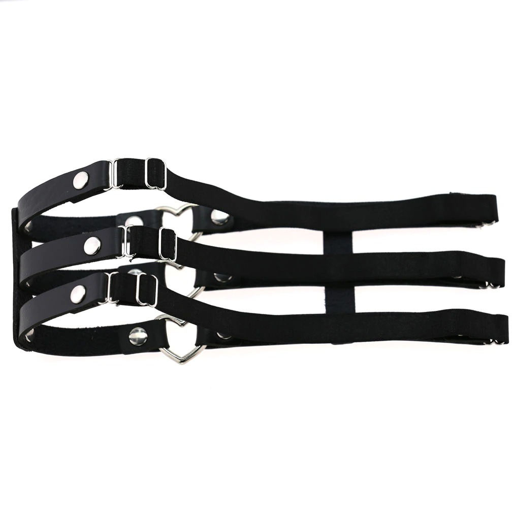 Intimate Elastic Leg Ring Harness with Metal Heart / Women's Synthetic Leather Harness - EVE's SECRETS