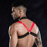 Jockstrap T-back Briefs with Elastic Chest Harness in Black & Red Color / Men's Sexy Underwear Set - EVE's SECRETS