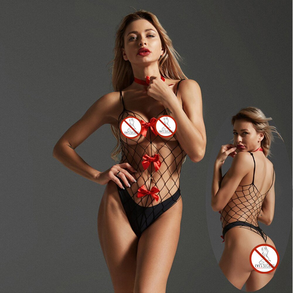 Ladies Erotic Adult Underwear / Sexy Transparent Bodysuit with Lace and Mesh - EVE's SECRETS