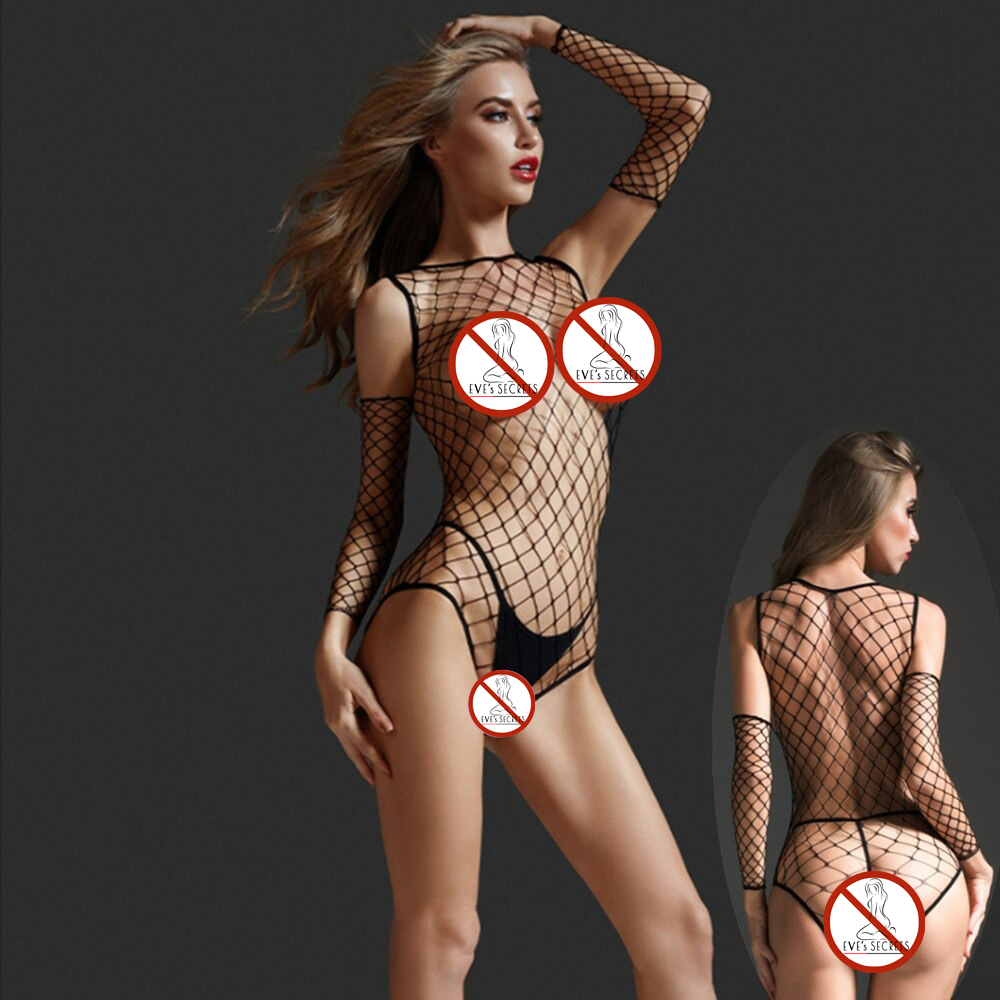 Ladies Erotic Adult Underwear / Sexy Transparent Bodysuit with Lace and Mesh - EVE's SECRETS