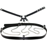 Ladies Leather Straps Body Suspenders with Chains / Fetish Styled Body Harness Accessories - EVE's SECRETS