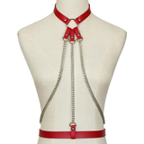 Ladies Leather Straps Body Suspenders with Chains / Fetish Styled Body Harness Accessories - EVE's SECRETS