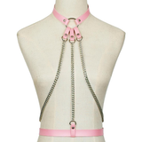 Ladies Leather Straps Body Suspenders with Chains / Fetish Styled Body Harness Accessories - EVE's SECRETS