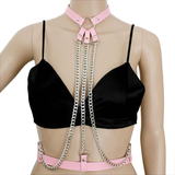 Ladies Leather Straps Body Suspenders with Chains / Fetish Styled Body Harness Accessories - EVE's SECRETS
