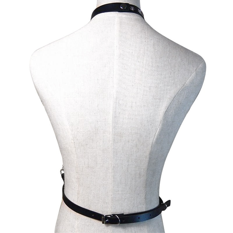 Ladies Leather Straps Body Suspenders with Chains / Fetish Styled Body Harness Accessories - EVE's SECRETS