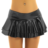 Ladies Sexy Mini Skirt with Low Rise / Fashion Shiny Skirt with Wide Waistband - EVE's SECRETS