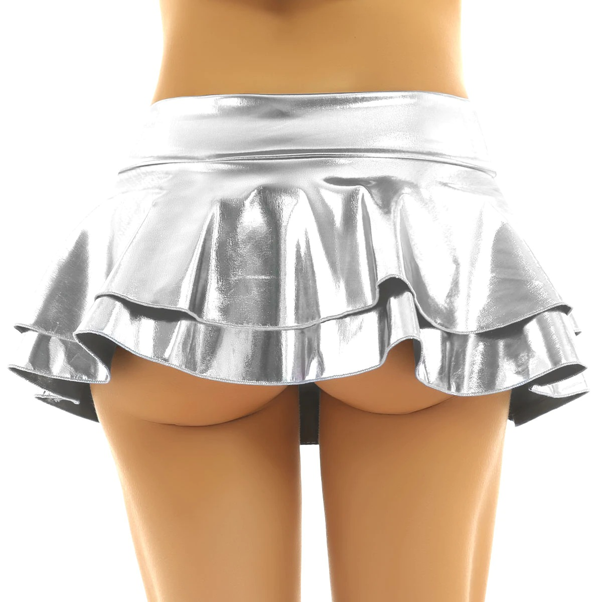 Ladies Sexy Mini Skirt with Low Rise / Fashion Shiny Skirt with Wide Waistband - EVE's SECRETS