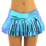 Ladies Sexy Mini Skirt with Low Rise / Fashion Shiny Skirt with Wide Waistband - EVE's SECRETS