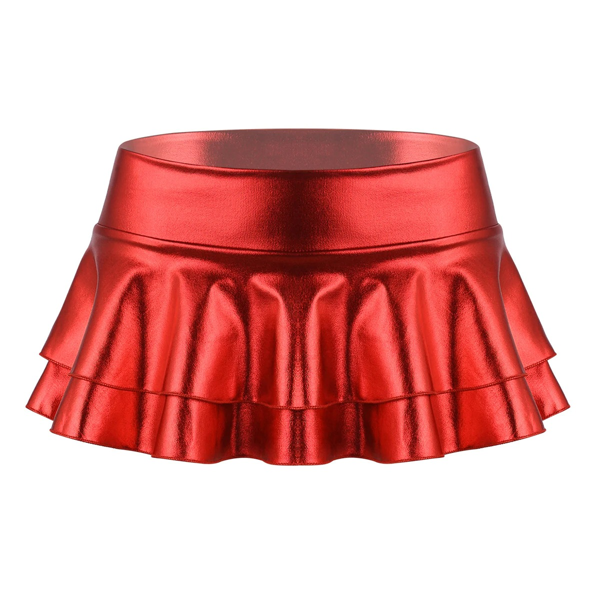Ladies Sexy Mini Skirt with Low Rise / Fashion Shiny Skirt with Wide Waistband - EVE's SECRETS
