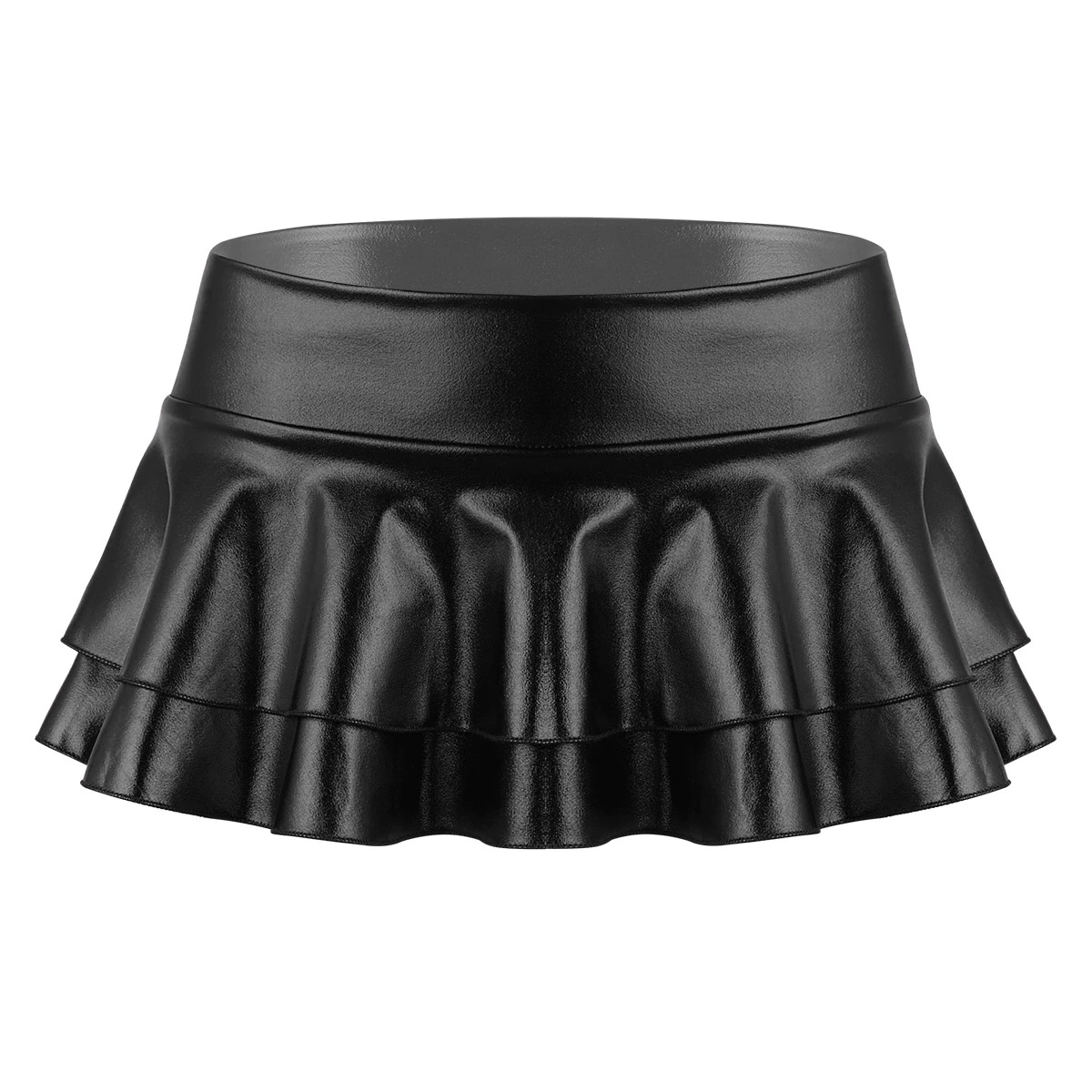 Ladies Sexy Mini Skirt with Low Rise / Fashion Shiny Skirt with Wide Waistband - EVE's SECRETS
