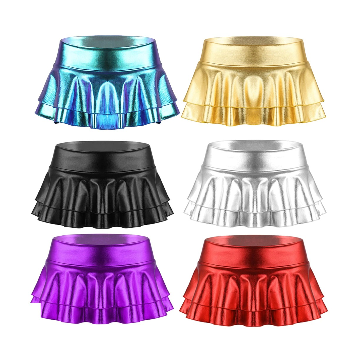 Ladies Sexy Mini Skirt with Low Rise / Fashion Shiny Skirt with Wide Waistband - EVE's SECRETS