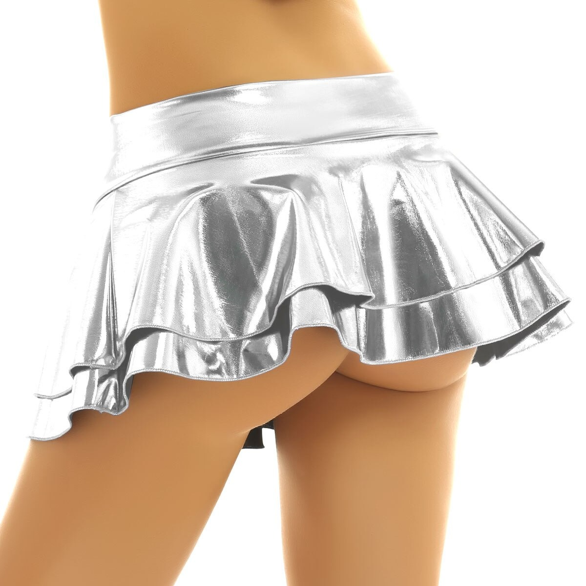Ladies Sexy Mini Skirt with Low Rise / Fashion Shiny Skirt with Wide Waistband - EVE's SECRETS