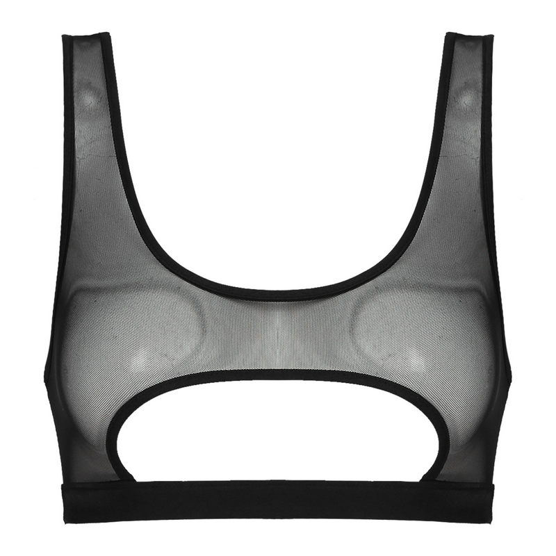 Ladies' Sheer Sleeveless U-Neck Crop Top / Sexy Mesh Bralette / Erotic Outfits for Women - EVE's SECRETS