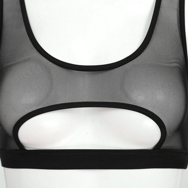 Ladies' Sheer Sleeveless U-Neck Crop Top / Sexy Mesh Bralette / Erotic Outfits for Women - EVE's SECRETS
