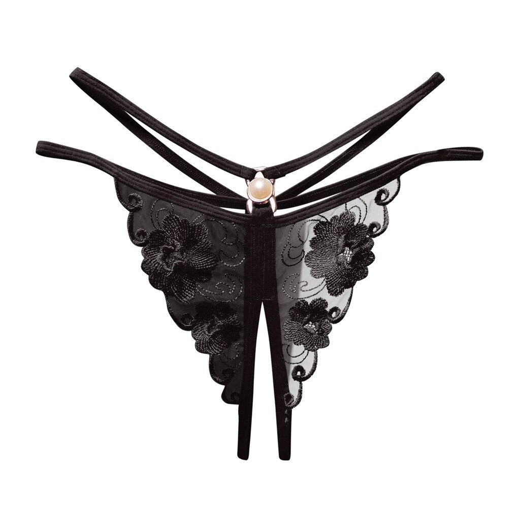 Ladies Transparent Embroidery Briefs / Adult Erotic Lingerie with Lace / Sexy Bikini Panties - EVE's SECRETS