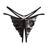 Slip de broderie transparent pour dames / Lingerie érotique adulte avec dentelle / Culotte bikini sexy