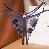 Ladies Transparent Embroidery Briefs / Adult Erotic Lingerie with Lace / Sexy Bikini Panties - EVE's SECRETS