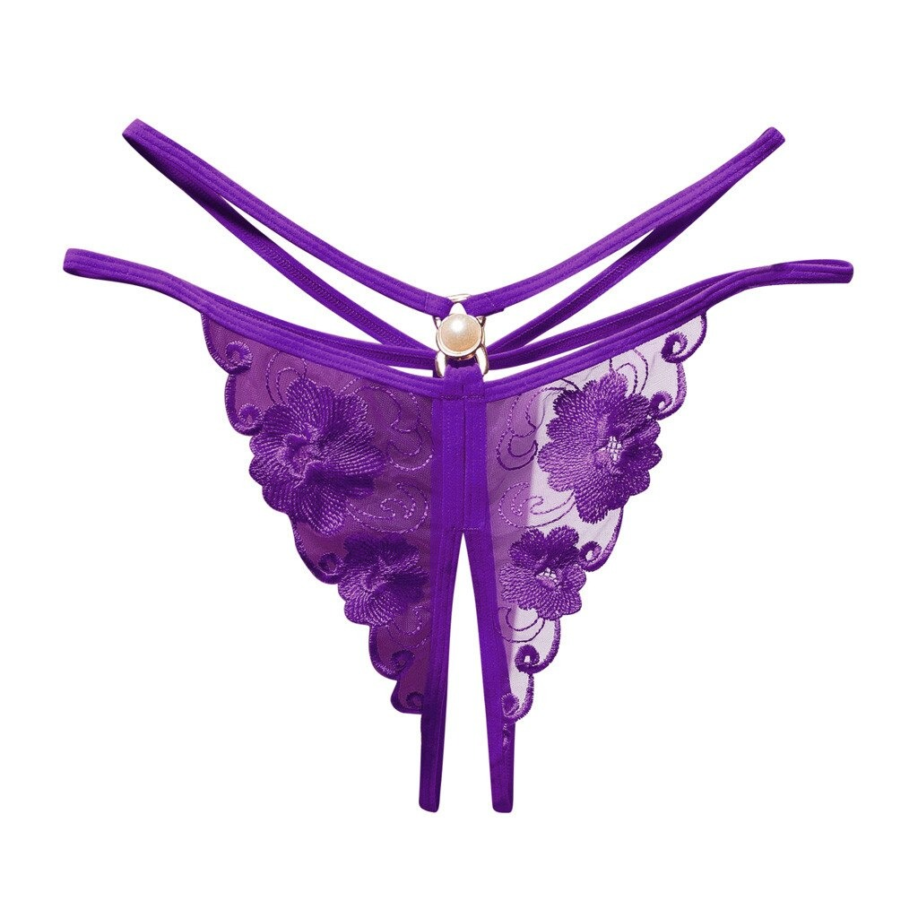 Ladies Transparent Embroidery Briefs / Adult Erotic Lingerie with Lace / Sexy Bikini Panties - EVE's SECRETS