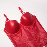 Leather Thongs And Push Up Bra For Women / Sexy Lingerie Set / Female Erotic Underwear - EVE's SECRETS