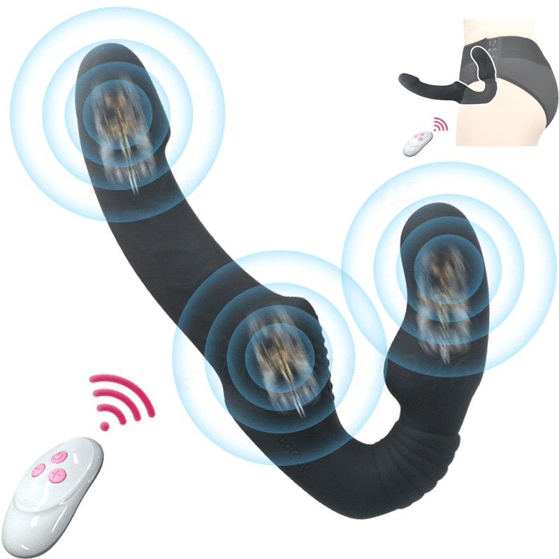 Lesbian Wearable Dildo Vibrator / Strap-On Double Penetration G Spot Clitoris Stimulator - EVE's SECRETS