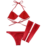 Lingerie Set with Bra, Panties and Leg Sleeves / Hot Shiny Bikini Set / Sexy Underwear for Women - EVE's SECRETS
