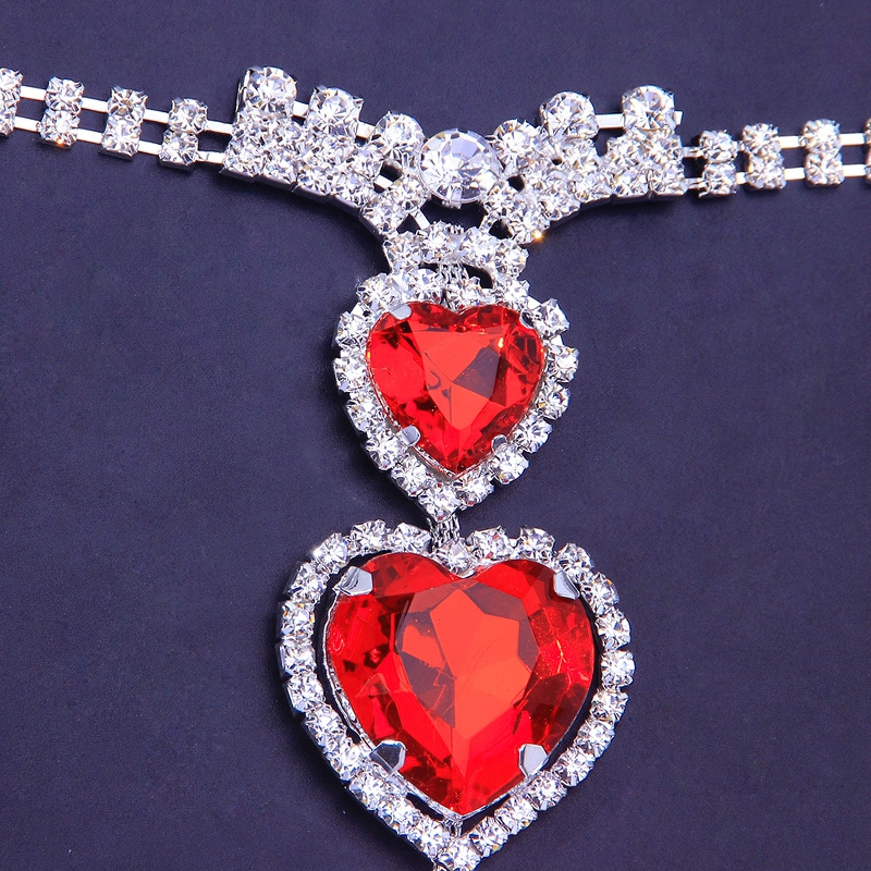 Luxury Crystal Bikini With Red Heart Stone For Women / Girl's Sexy Chains Underwear - EVE's SECRETS