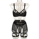 Luxury Hollow Out Exotic Sets With Garters / Sexy Hot Transparent Lingerie / Erotic Female Set - EVE's SECRETS