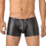 Männliche schwarze Boxer-Unterhose / Fliegenbeutel-Slip mit Knöpfen / Sexy Herrenunterwäsche