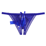 Male Low Rise Crotchless Lingerie / Lace Briefs Elastic Bulge Pouch / Open Butt Bowknot Underwear - EVE's SECRETS