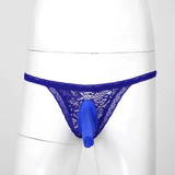 Male Low Rise Crotchless Lingerie / Lace Briefs Elastic Bulge Pouch / Open Butt Bowknot Underwear - EVE's SECRETS