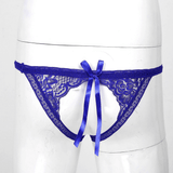 Male Low Rise Crotchless Lingerie / Lace Briefs Elastic Bulge Pouch / Open Butt Bowknot Underwear - EVE's SECRETS