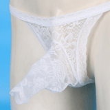 Male Low Rise Crotchless Lingerie / Lace Briefs Elastic Bulge Pouch / Open Butt Bowknot Underwear - EVE's SECRETS