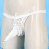 Male Low Rise Crotchless Lingerie / Lace Briefs Elastic Bulge Pouch / Open Butt Bowknot Underwear - EVE's SECRETS
