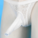 Male Low Rise Crotchless Lingerie / Lace Briefs Elastic Bulge Pouch / Open Butt Bowknot Underwear - EVE's SECRETS