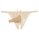 Male Low Rise Crotchless Lingerie / Lace Briefs Elastic Bulge Pouch / Open Butt Bowknot Underwear - EVE's SECRETS