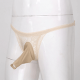 Male Low Rise Crotchless Lingerie / Lace Briefs Elastic Bulge Pouch / Open Butt Bowknot Underwear - EVE's SECRETS