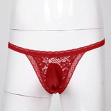 Male Low Rise Crotchless Lingerie / Lace Briefs Elastic Bulge Pouch / Open Butt Bowknot Underwear - EVE's SECRETS