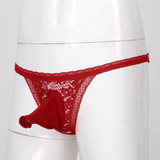 Male Low Rise Crotchless Lingerie / Lace Briefs Elastic Bulge Pouch / Open Butt Bowknot Underwear - EVE's SECRETS