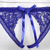 Male Low Rise Crotchless Lingerie / Lace Briefs Elastic Bulge Pouch / Open Butt Bowknot Underwear - EVE's SECRETS
