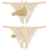 Male Low Rise Crotchless Lingerie / Lace Briefs Elastic Bulge Pouch / Open Butt Bowknot Underwear - EVE's SECRETS
