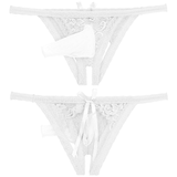 Male Low Rise Crotchless Lingerie / Lace Briefs Elastic Bulge Pouch / Open Butt Bowknot Underwear - EVE's SECRETS