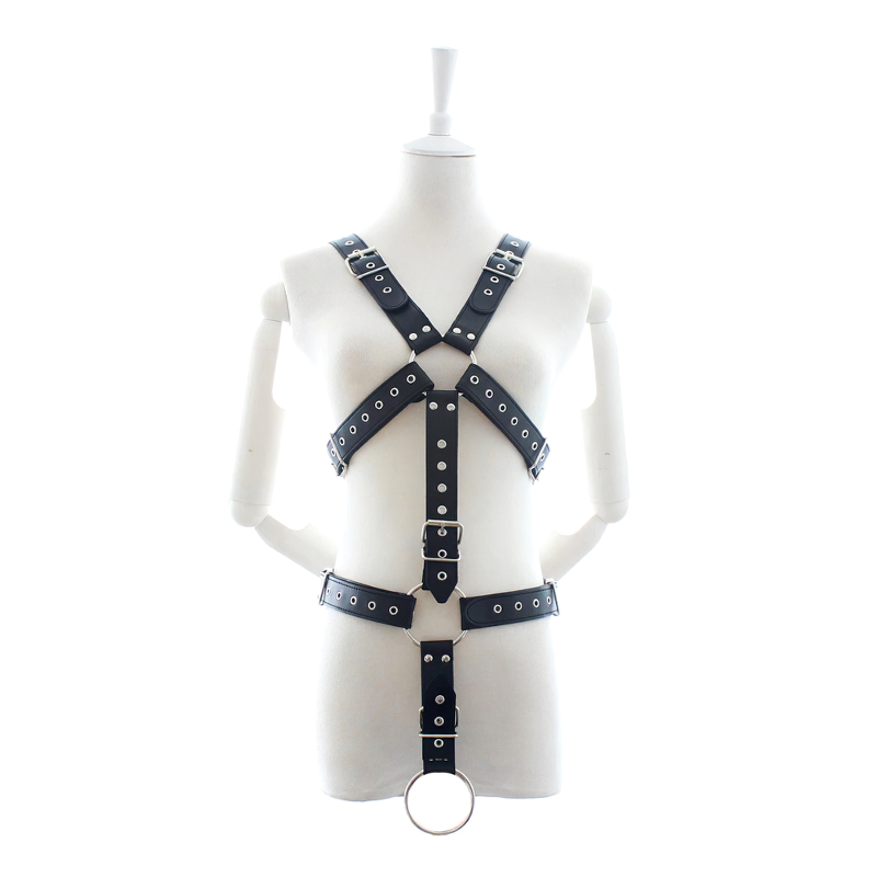 Male PU Leather Body Harness / Men's Black Adjustable Shoulder Belts - EVE's SECRETS