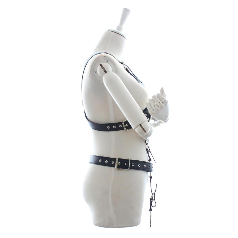 Male PU Leather Body Harness / Men's Black Adjustable Shoulder Belts - EVE's SECRETS