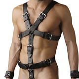 Male PU Leather Body Harness / Men's Black Adjustable Shoulder Belts - EVE's SECRETS
