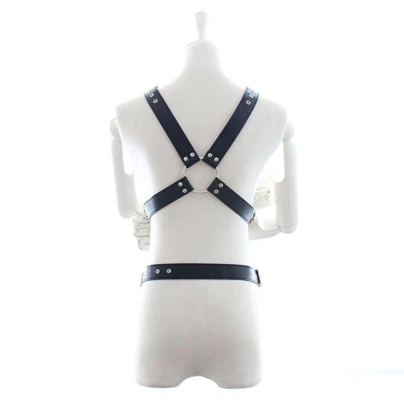 Male PU Leather Body Harness / Men's Black Adjustable Shoulder Belts - EVE's SECRETS