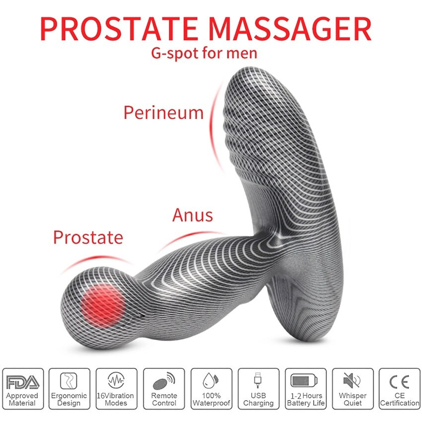 Male Rotating Vibrating Prostate Massager / Heating Butt Plug with Remote Control - EVE's SECRETS