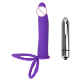 Male Strap-On Dildo with Bullet Vibrator / Double Penetration Dildo for Adult - EVE's SECRETS